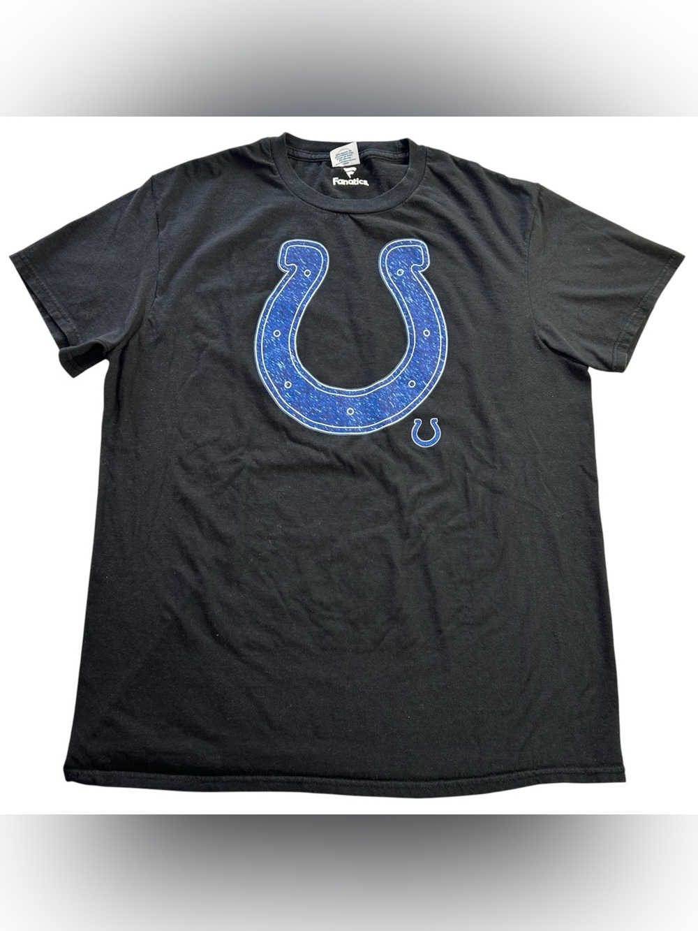 Indianapolis Colts NFL Fanatics Horshoe Logo Men’s Black Graphic T-Shirt size L